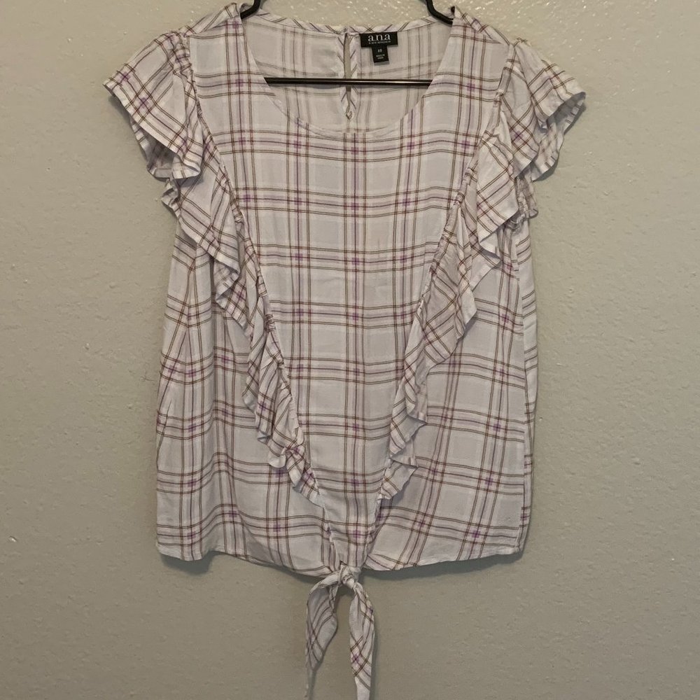 A.N.A Tie front top with Ruffles (XS) Extra Small